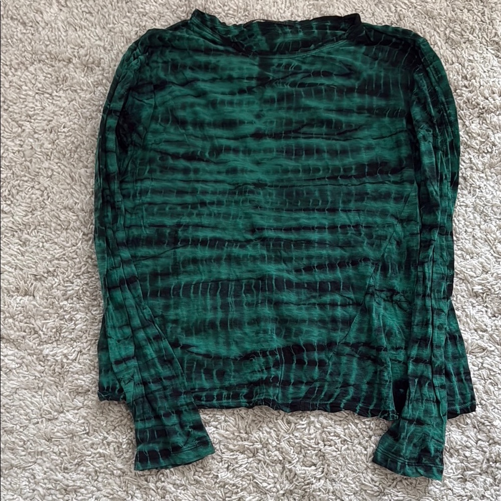 Women's Green Tie-Dye Long Sleeve Top